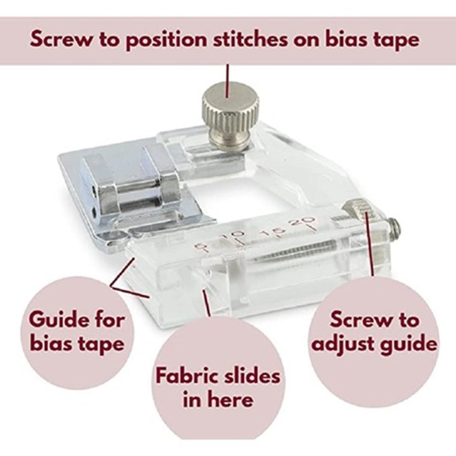 Set Accesorii Masina De Cusut, 6MM/12MM/18MM/25MM, Piciorus Reglabil Pentru Aplicat Benzi F071