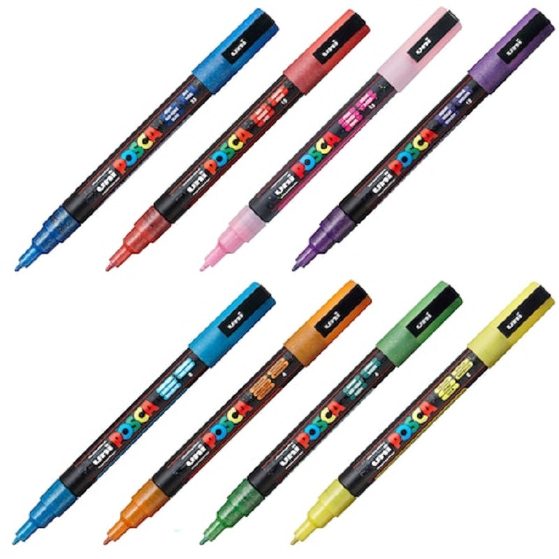 Posca Paint Marker 8 Culori Glitter PC-3ML Multicolor Set