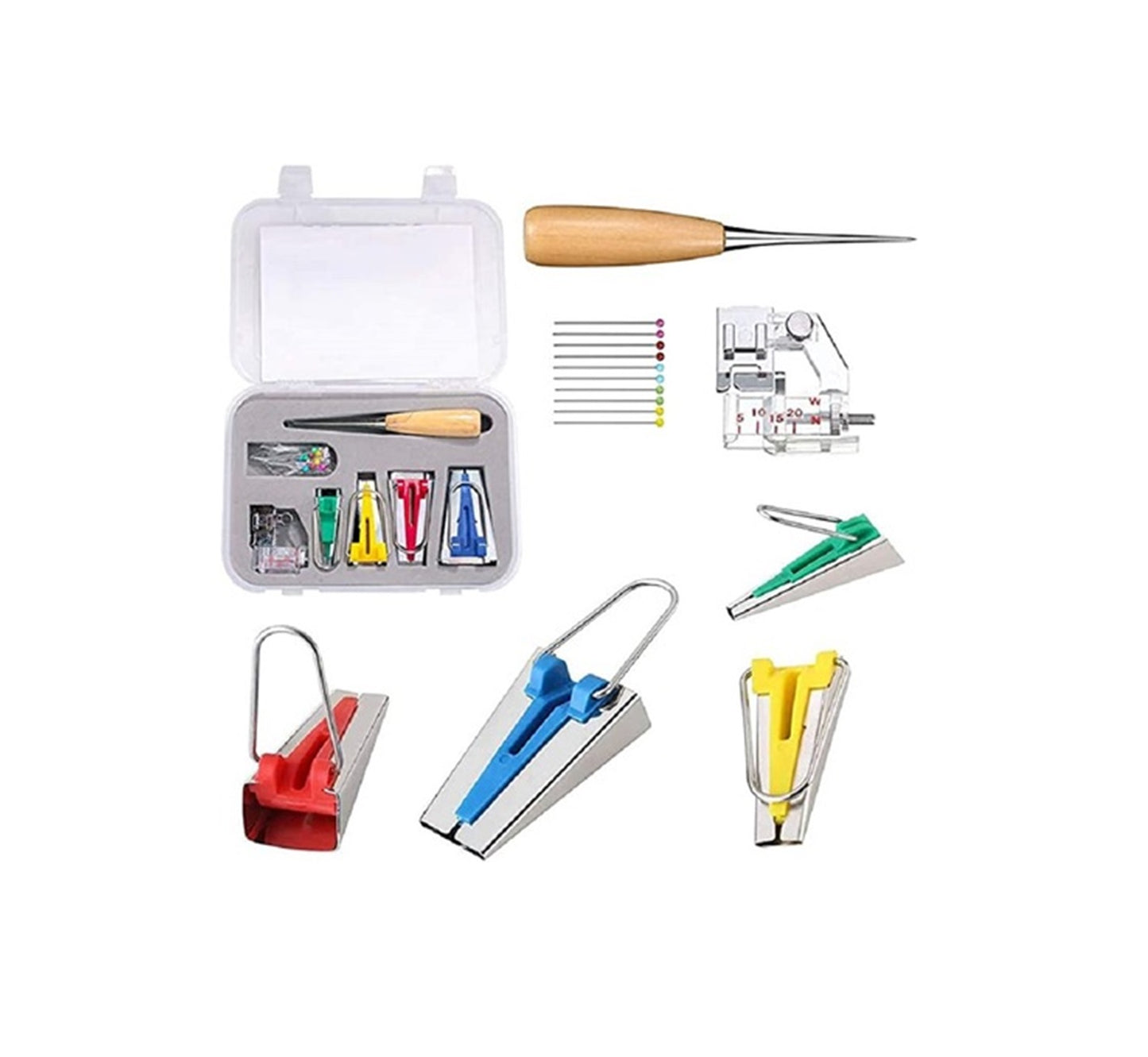 Set Accesorii Masina De Cusut, 6MM/12MM/18MM/25MM, Piciorus Reglabil Pentru Aplicat Benzi F071