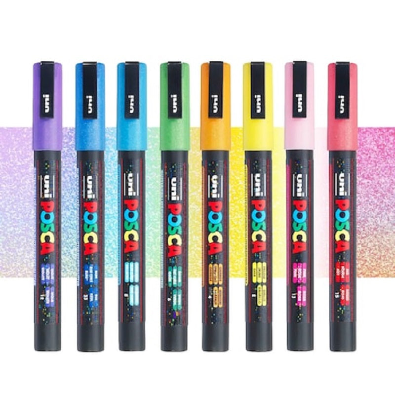 Posca Paint Marker 8 Culori Glitter PC-3ML Multicolor Set