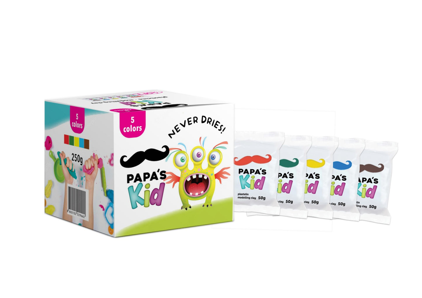 Papa's Kid Set 5 Plastiline Ecologice, Culori Basic