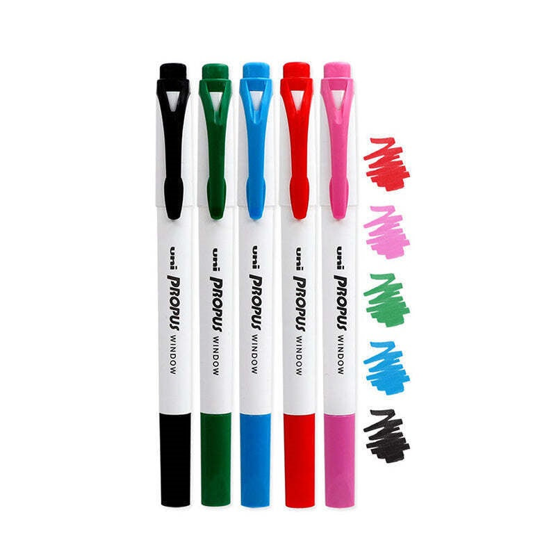 Uni Propus Window Set 5 Markere, Varf Dublu, Basic