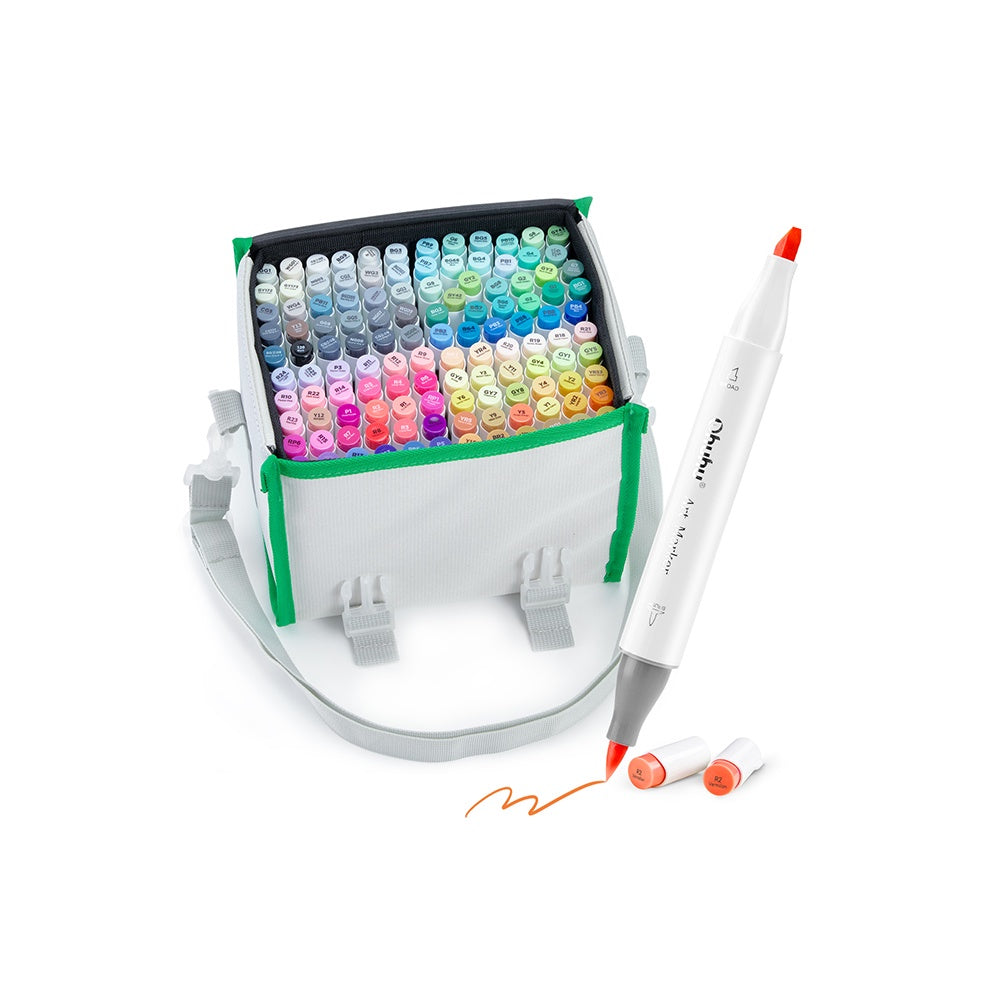 Ohuhu Honolulu Set 120 Markere, Baza Alcool, Dual Tips Brush&Chisel, Multicolor Y30-80401-96
