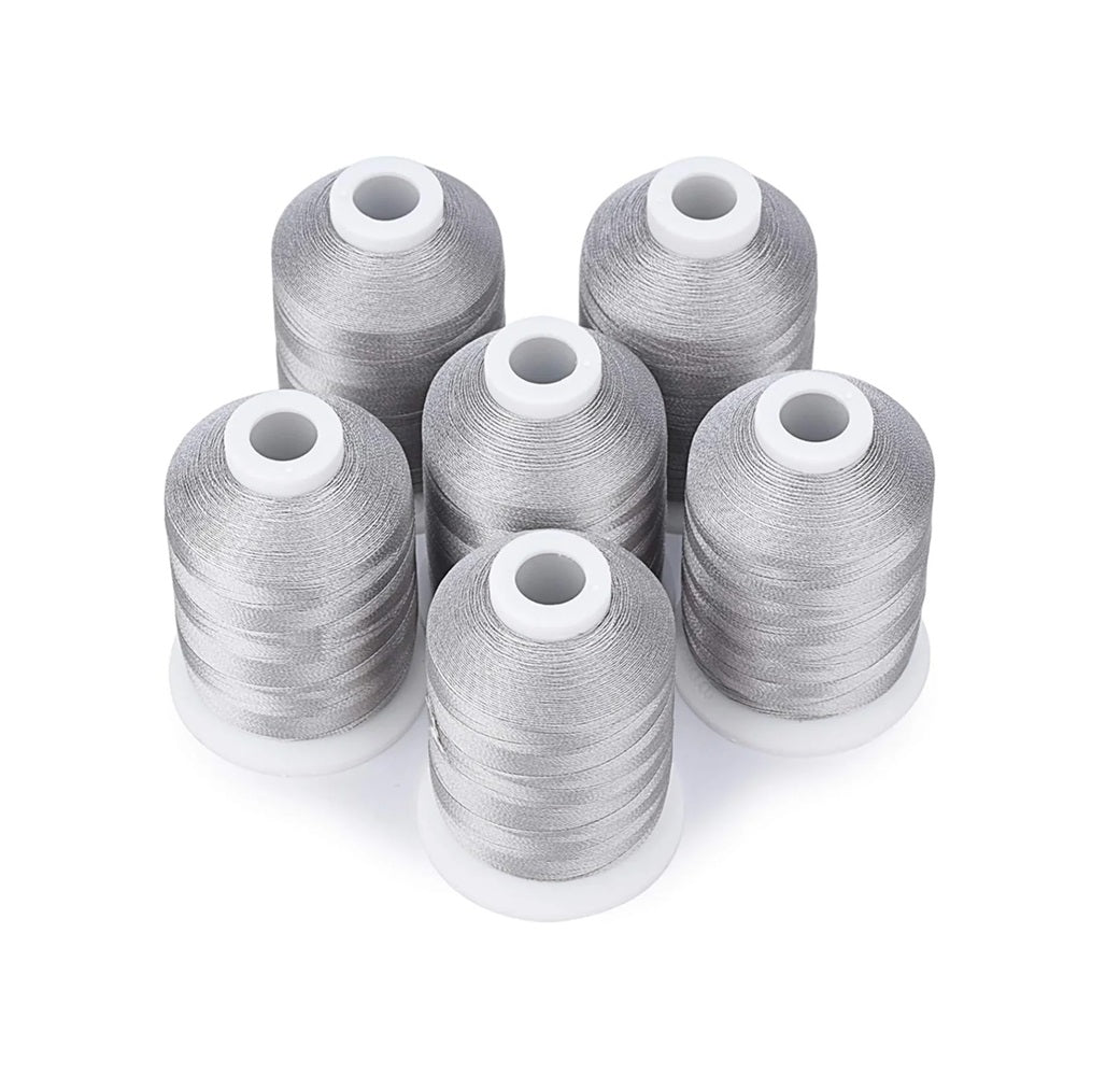 Set Ață De Brodat 6 Bobine - 1000 m, Culoare Argintiu