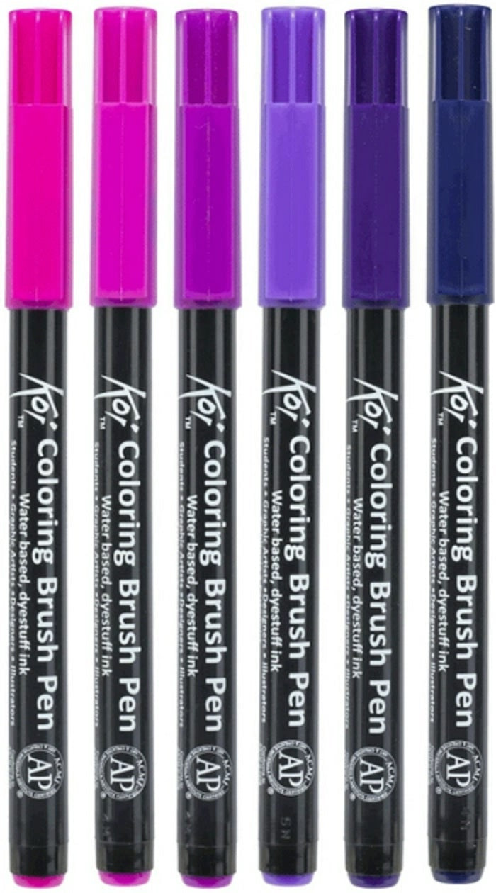 Sakura Set 6 Carioci Tip Pensula Sakura Koi Color Brush, Culori Galaxy