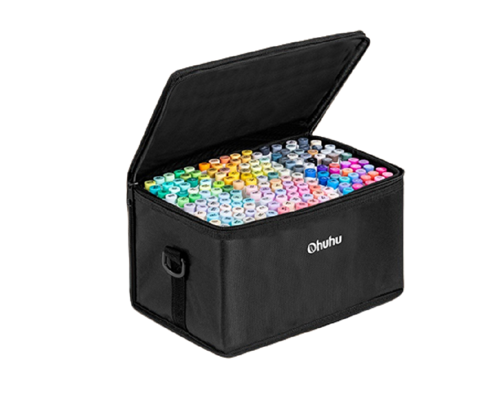 Ohuhu Honolulu Set 168 Markere, Baza Alcool, Dual Tips Brush&Chisel, Multicolor Y30-80400-88