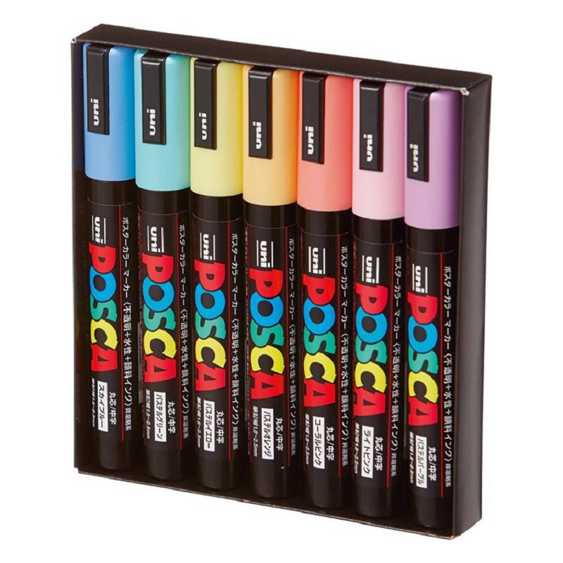 Posca Paint Marker 7 Culori PC-5M Pastel Set