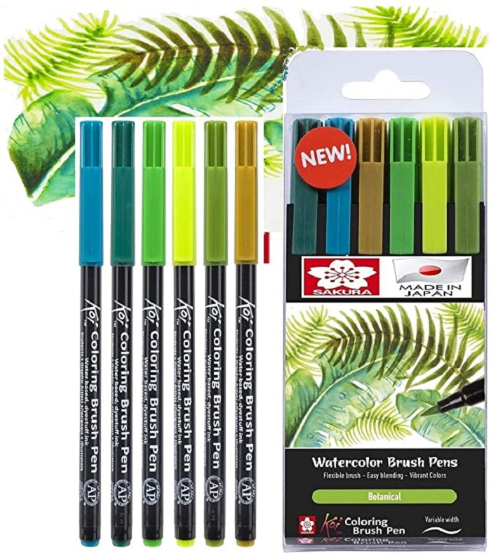 Sakura Set 6 Markere Koi Color Brush, Culori Botanice