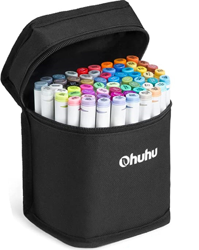 Ohuhu Oahu Set 60 Markere, Baza Alcool, Dual Tips Fine&Chisel, Multicolor Y30-80401-82
