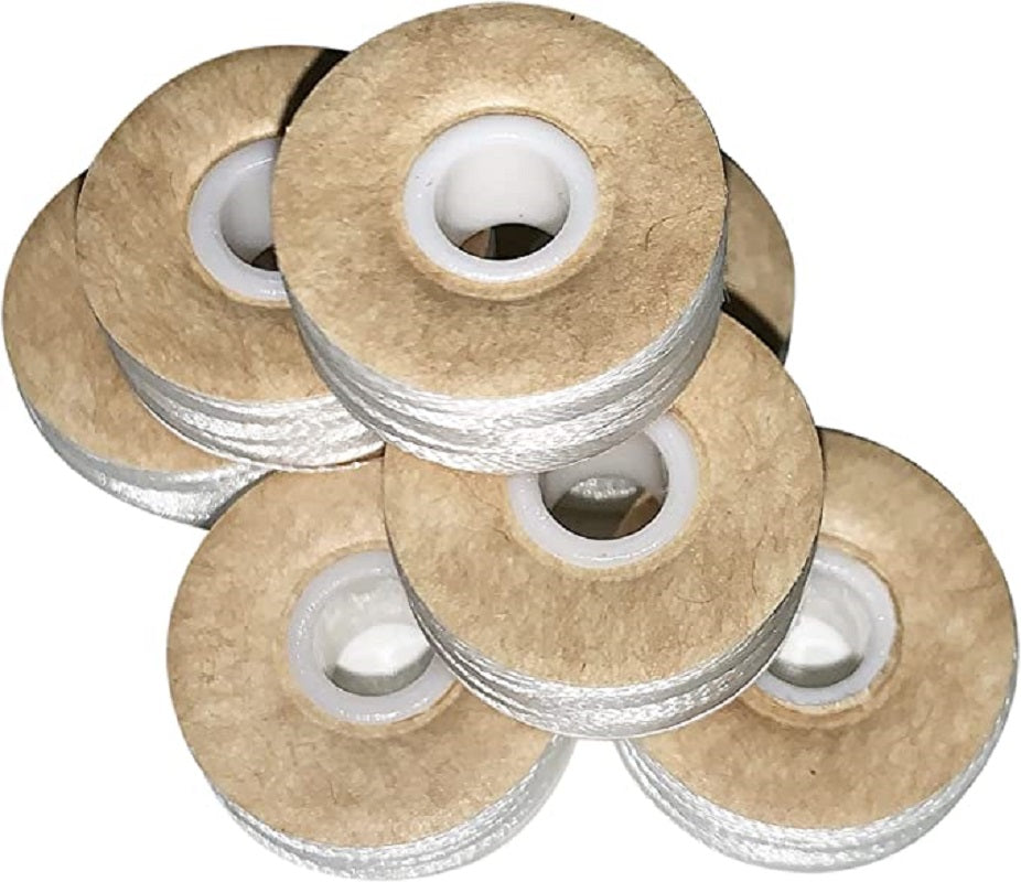 Bobine Cu Fir Alb Preinfasurate Marimea L, SA155, Fete Carton Pentru Masini De Brodat Brother 144 Bucati/ Set