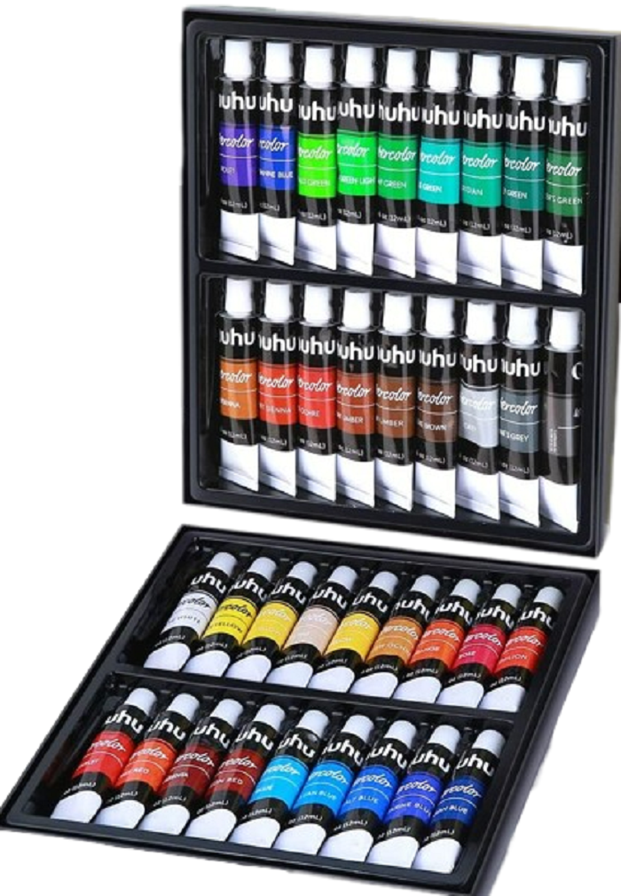 Ohuhu Set 36 Acuarele 12 ml/Tub+6 Pensule Profesionale Multicolor Y30-80700-22