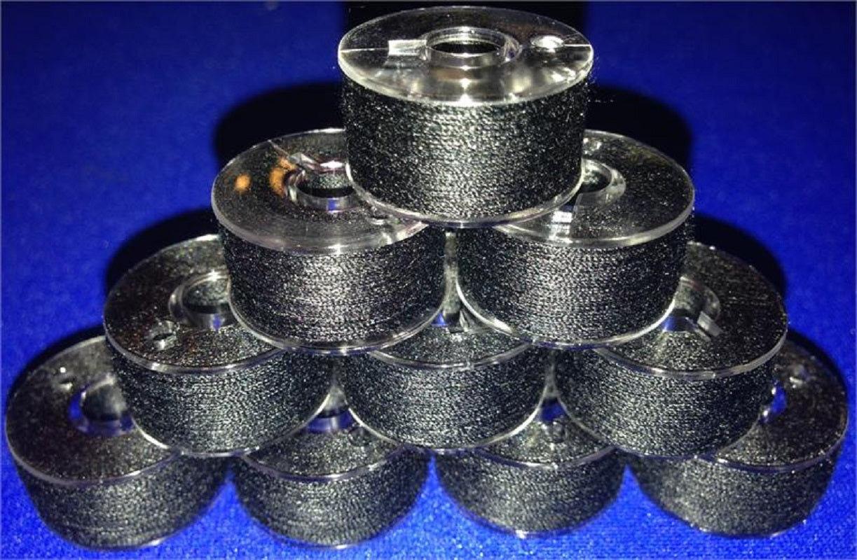 Bobine de Broderie din Plastic 11.5 mm Preinfasurate cu Fir Negru Marimea A/STYLE 15/SA156 Compatibile cu Masina de Brodat Brother 72 Bucati/Set