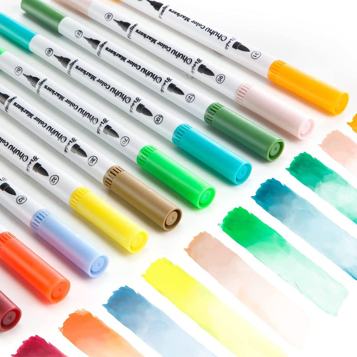 Ohuhu Maui Series Set 36 Markere, Baza Apa, Dual Tips Brush&Fineliner, Multicolor Y30-80400-18