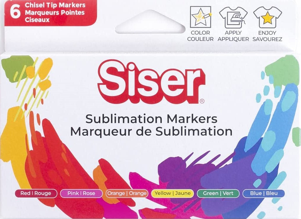 SISER Set 6 Markere Cu Vopsea Culori Primary De Sublimare De Transfer Termic