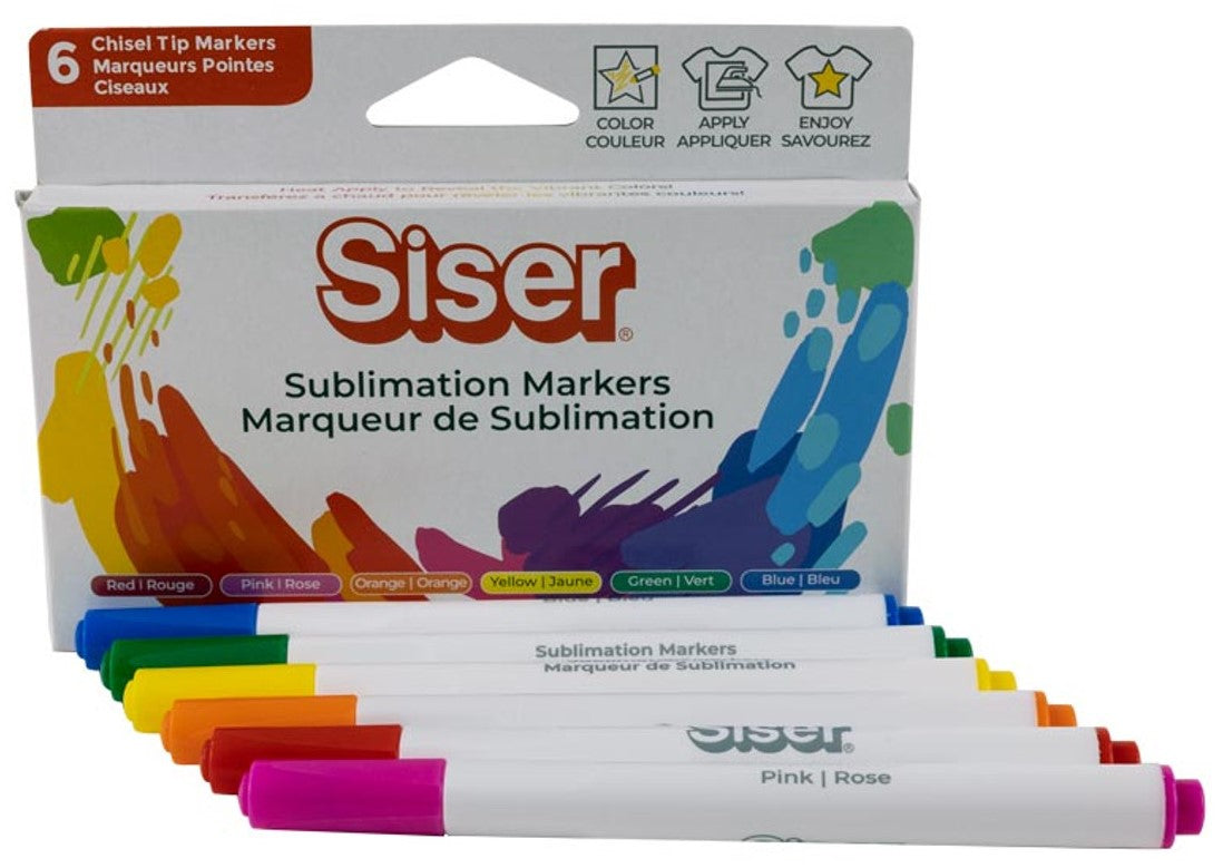 SISER Set 6 Markere Cu Vopsea Culori Primary De Sublimare De Transfer Termic