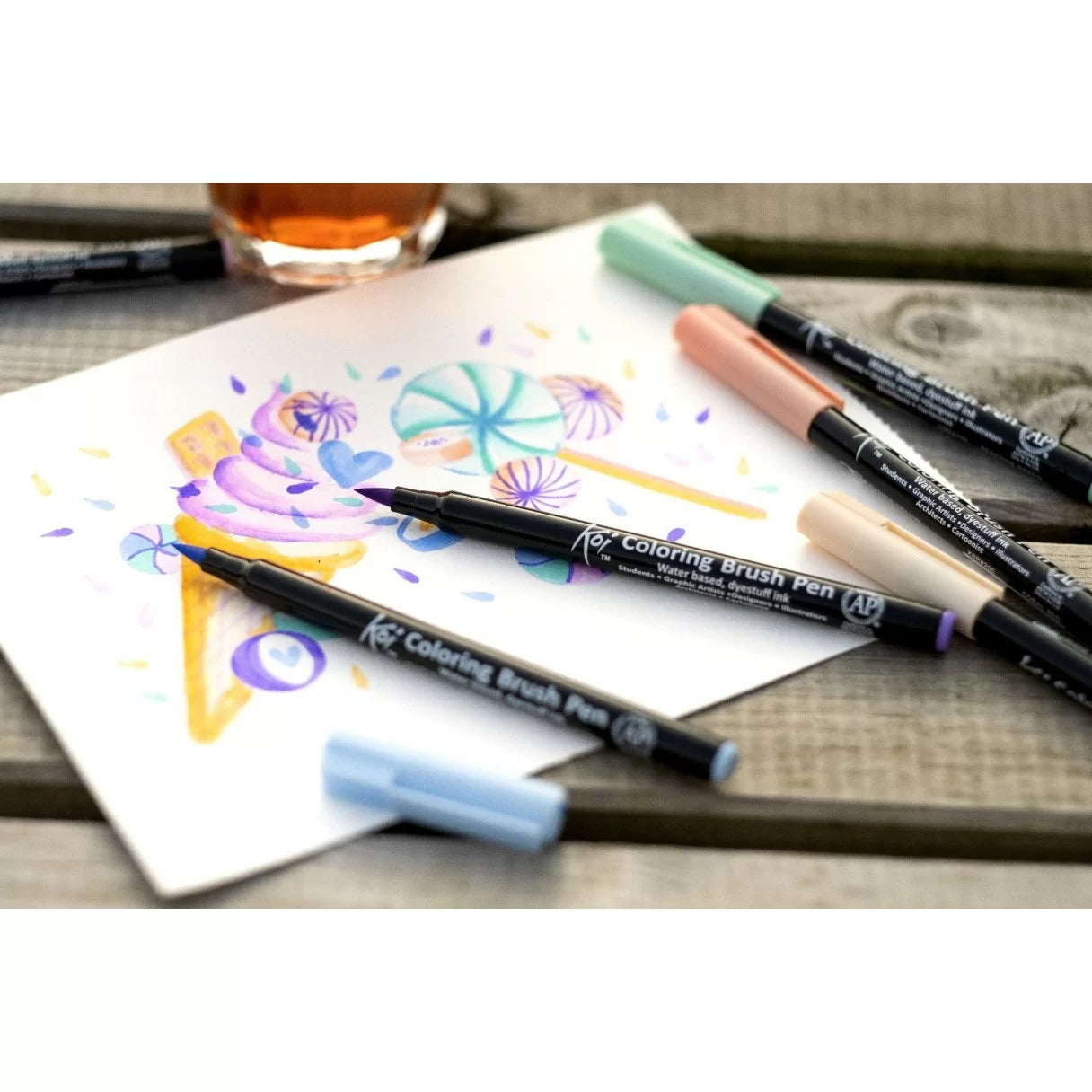 Sakura Set 6 Markere Koi Color Brush, Culori Sweets