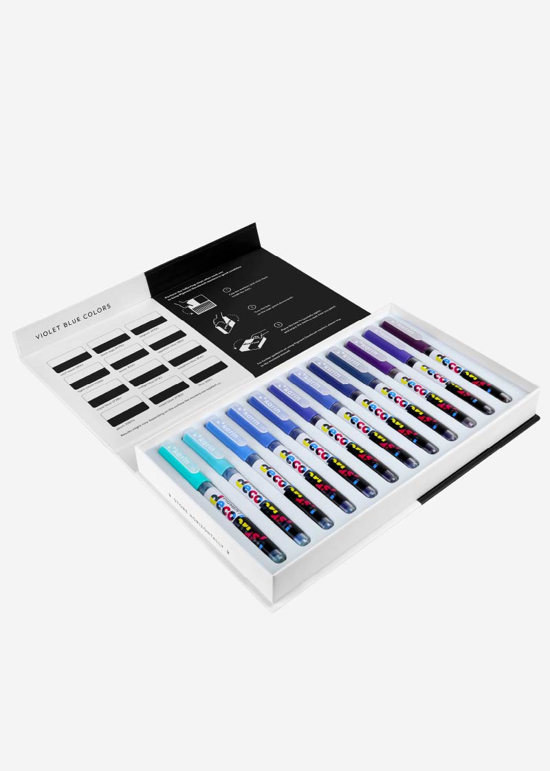 Karin Set 12 Markere Pigment Decobrush Violet-Blue Colors