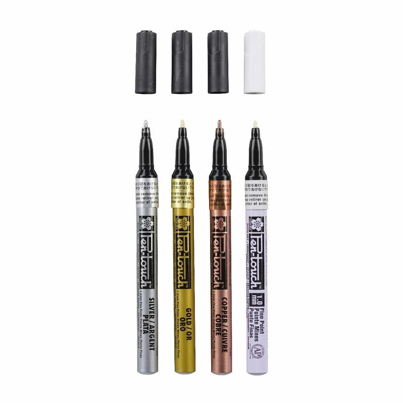 Sakura Set 4 Markere Sakura Cu Vopsea Pen Touch Fine Culori Metalice