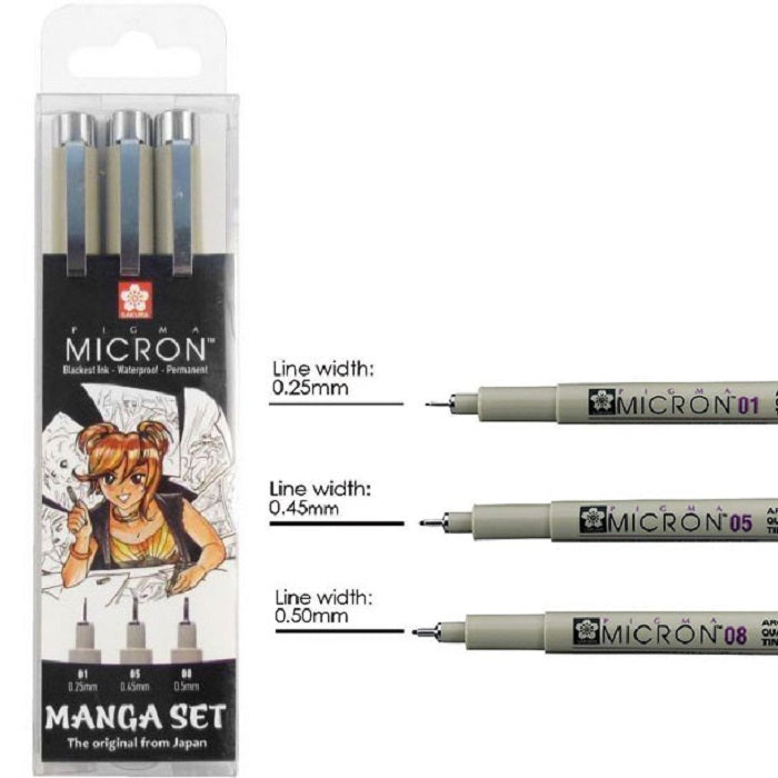 Sakura Set 3 Linere Sakura Manga Pigma Micron