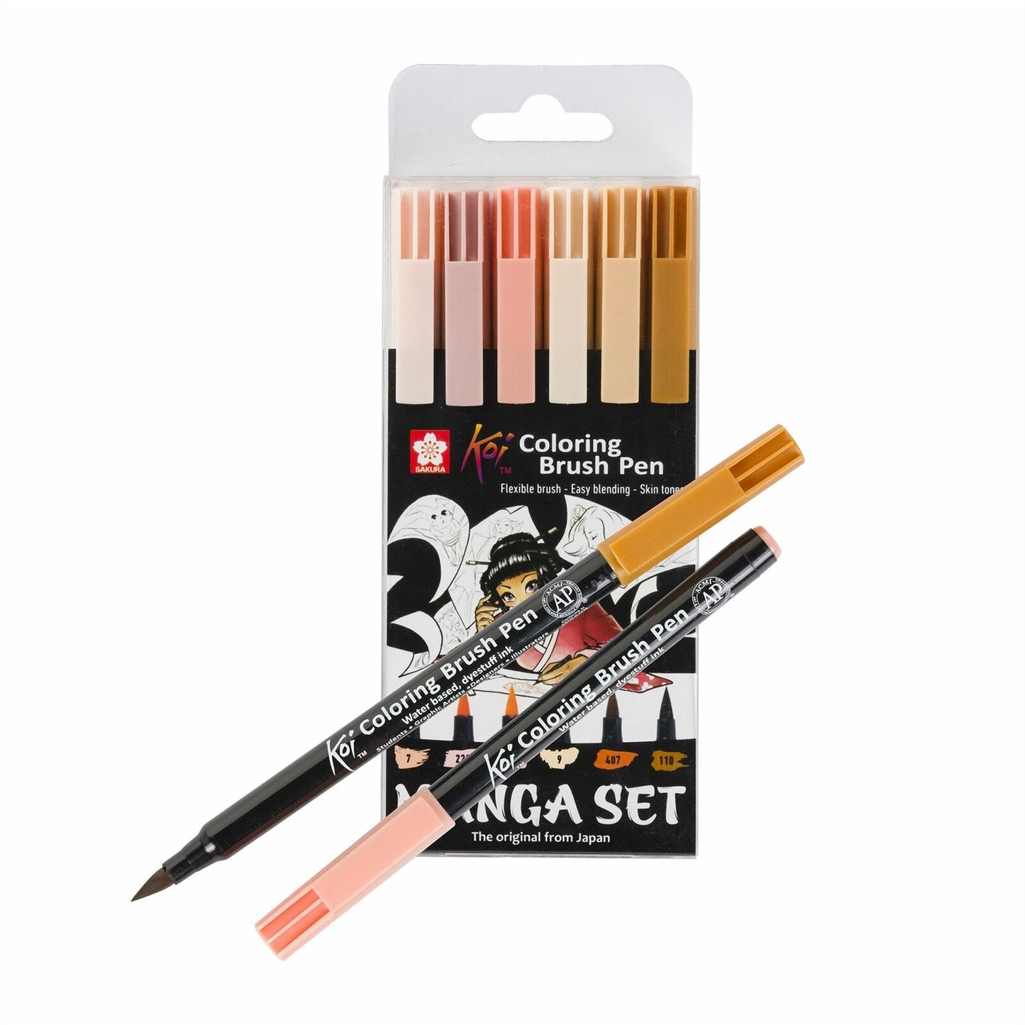 Sakura Set 6 Markere Tip Pensula Sakura Manga Koi Color Brush