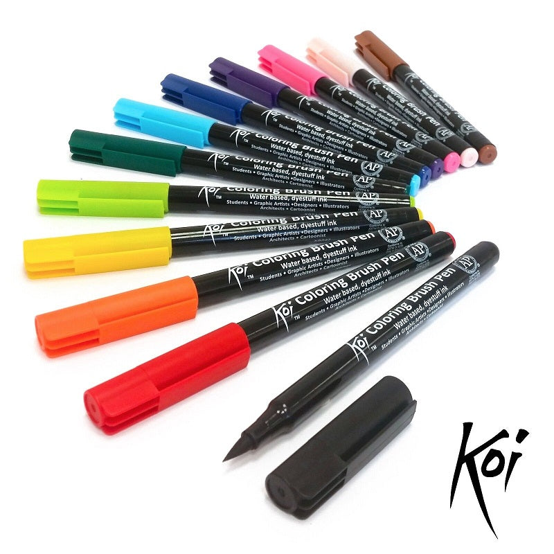 Sakura Set 12 Markere Tip Pensula Sakura Koi Color Brush, Multicolor