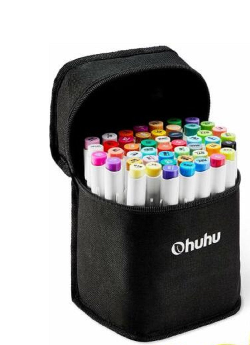 Ohuhu Honolulu Set 48 Markere, Baza Alcool, Dual Tips Brush&Chisel, Multicolor Y30-80401-94