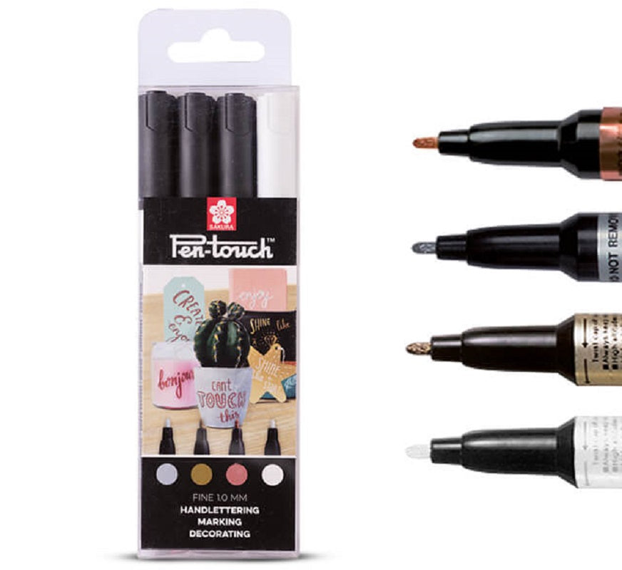 Sakura Set 4 Markere Sakura Cu Vopsea Pen Touch Fine Culori Metalice