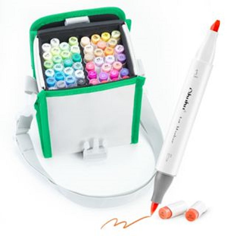 Ohuhu Honolulu Set 48 Markere, Baza Alcool, Dual Tips Brush&Chisel, Multicolor Y30-80401-94