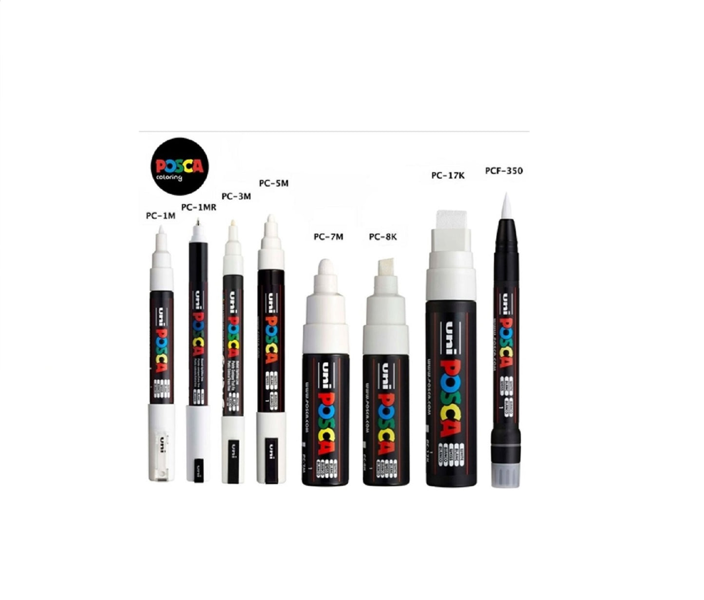 Posca Paint Marker Set 8 Marker All White