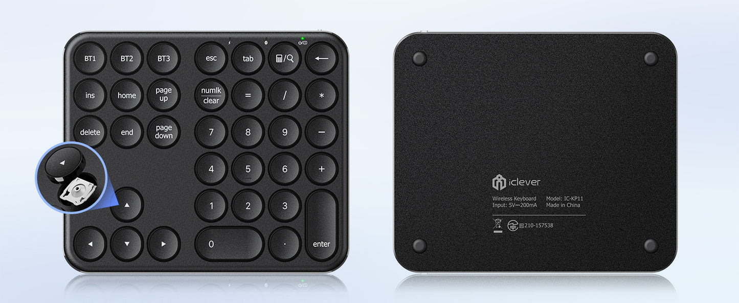 Tastatură Numerică iClever IC-KP11, Bluetooth, Wireless, Multi-dispozitiv, Reîncărcabilă USB-C, Portabilă, 35 Taste