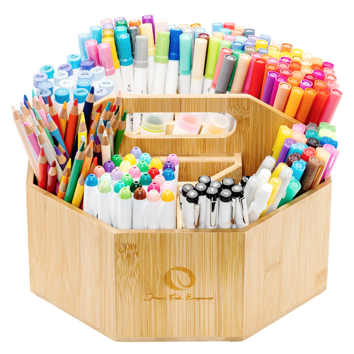 Organizator Ohuhu Pentru Markere, Bambus, Rotație 360°, Y30-80500-11