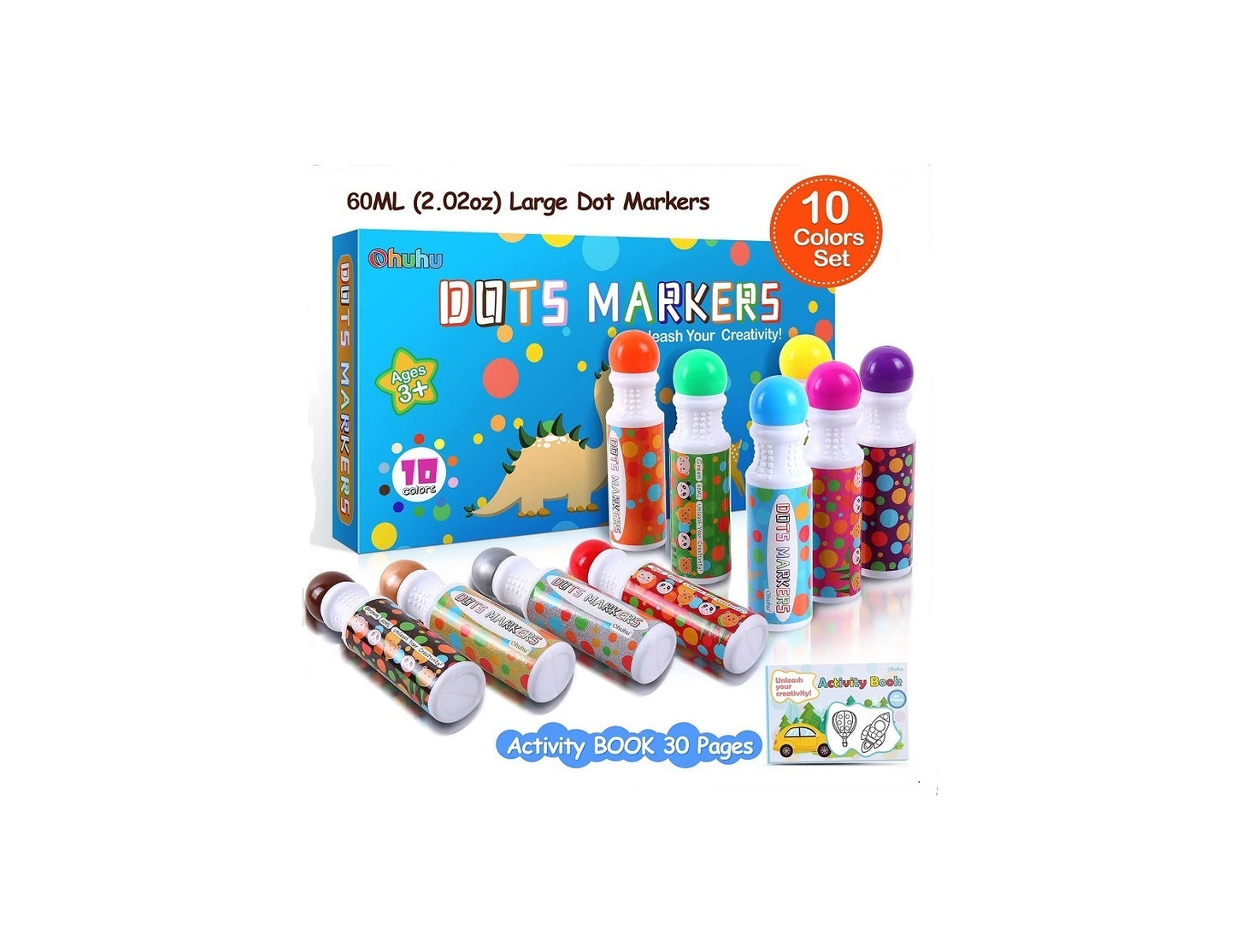 Ohuhu Set 10 Dots Markere Baza Apa Multicolor Y30-80700-14