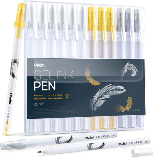 Ohuhu Set 12 Pixuri Cu Gel, Metalice Y30-80601-69