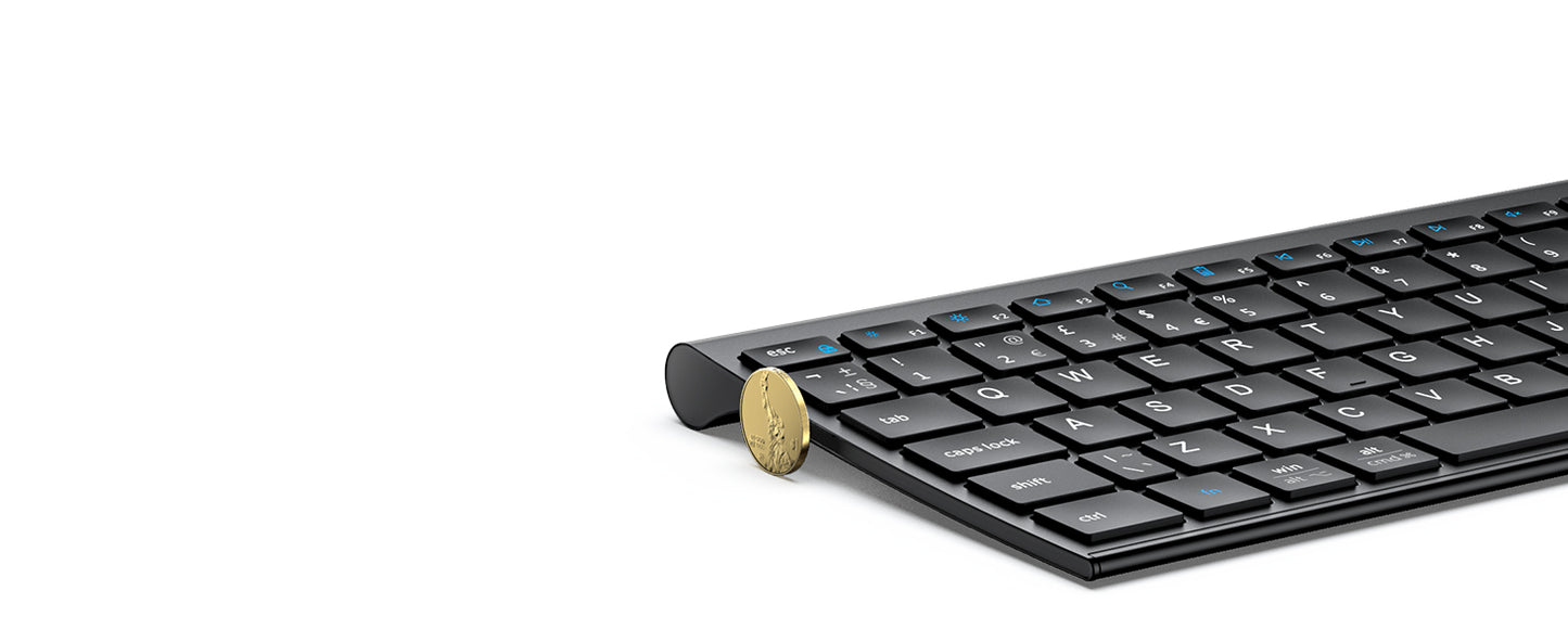 Tastatura Bluetooth 5.1 iClever IC-BK10, Fara Fir, Ultra Subtire, Reincarcabila, Multi Dispozitive, 99 Taste, USB-C, Design Ergonomic, Culoare Negru