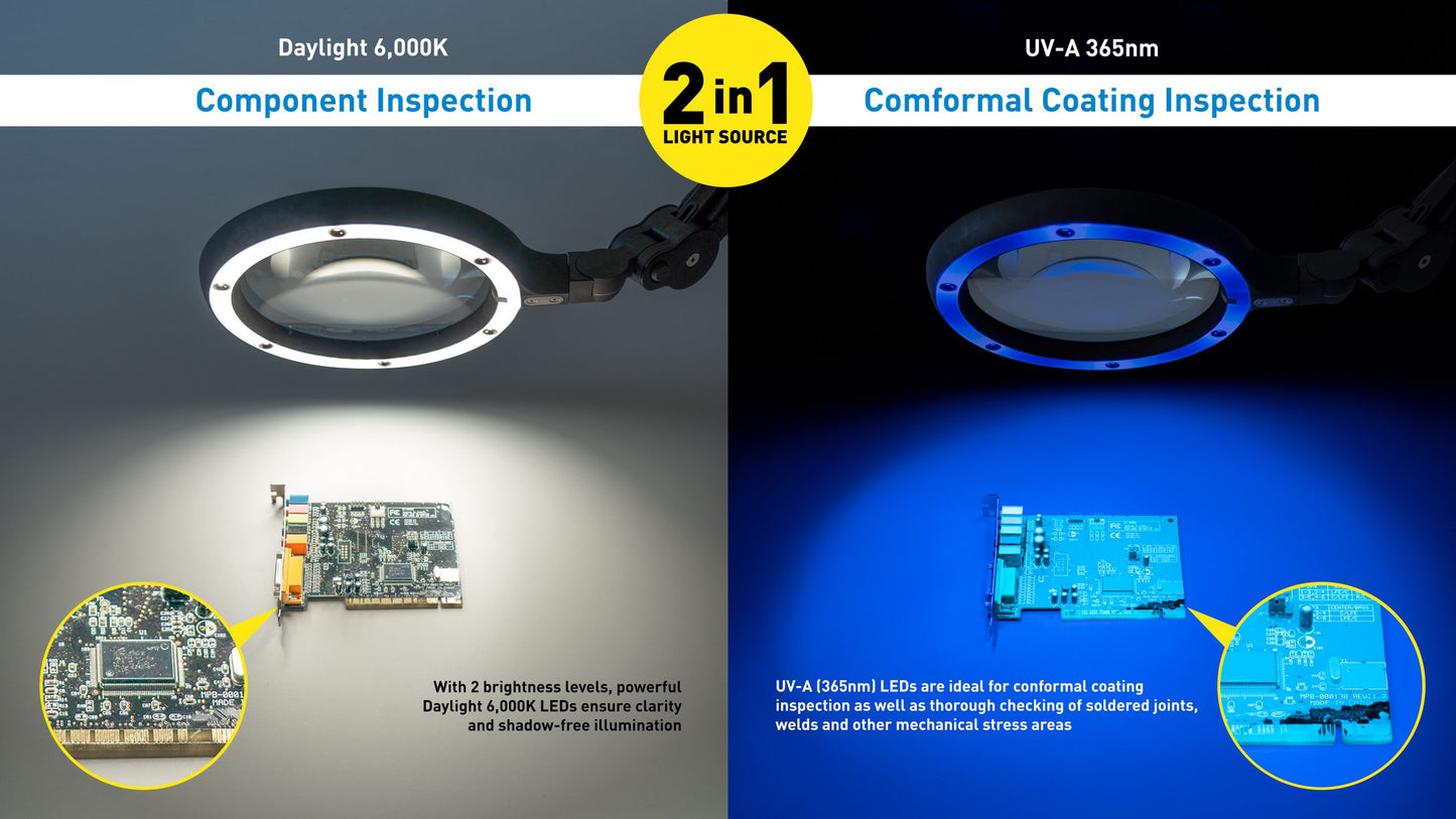 Lupă iQ ESD cu Lumină Daylight & UV
