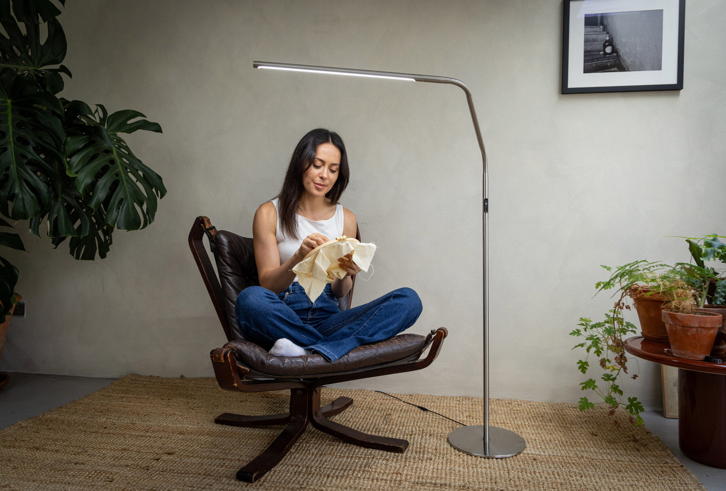 Lampă de Podea Slimline 4 Daylight – Oțel Periat