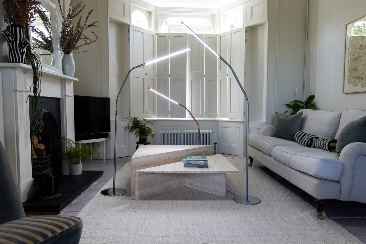 Lampă de Podea Slimline 4 Daylight – Oțel Periat