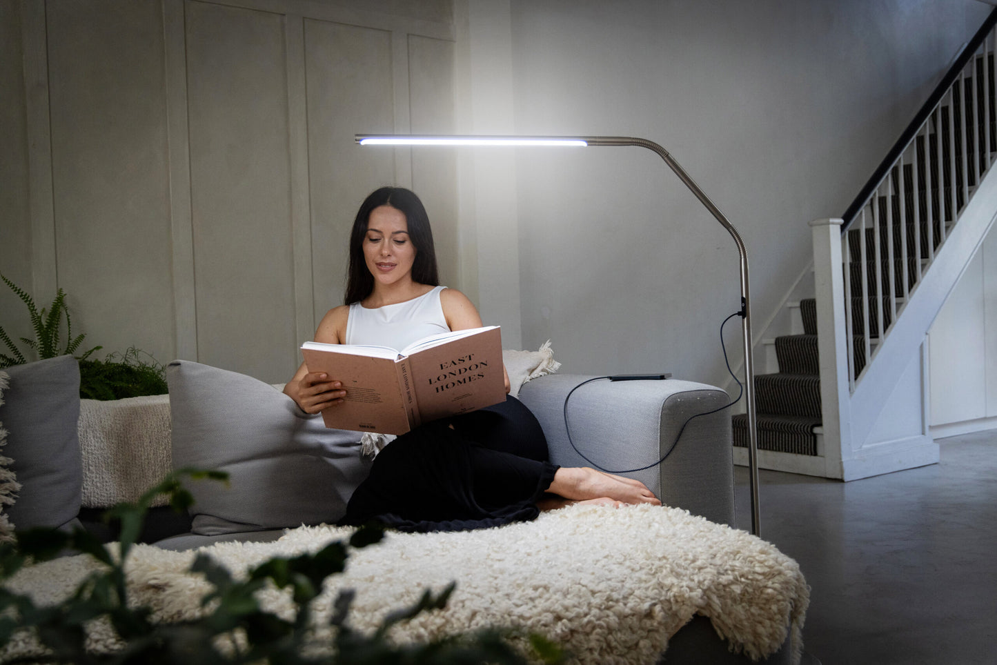 Lampă de Podea Slimline 4 Daylight – Oțel Periat