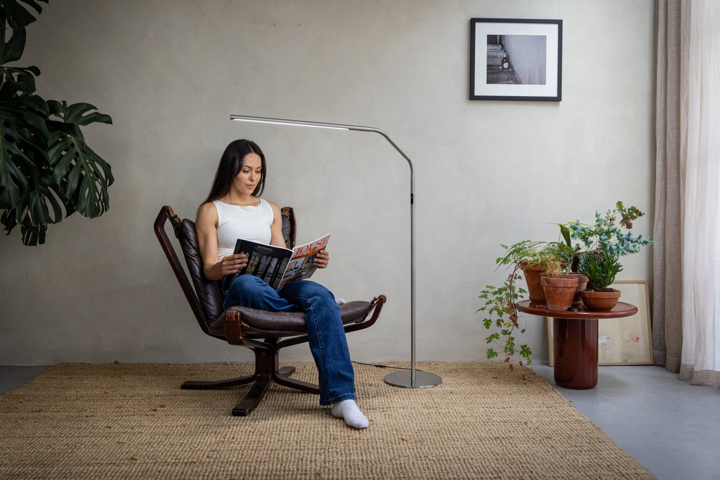 Lampă de Podea Slimline 4 Daylight – Oțel Periat