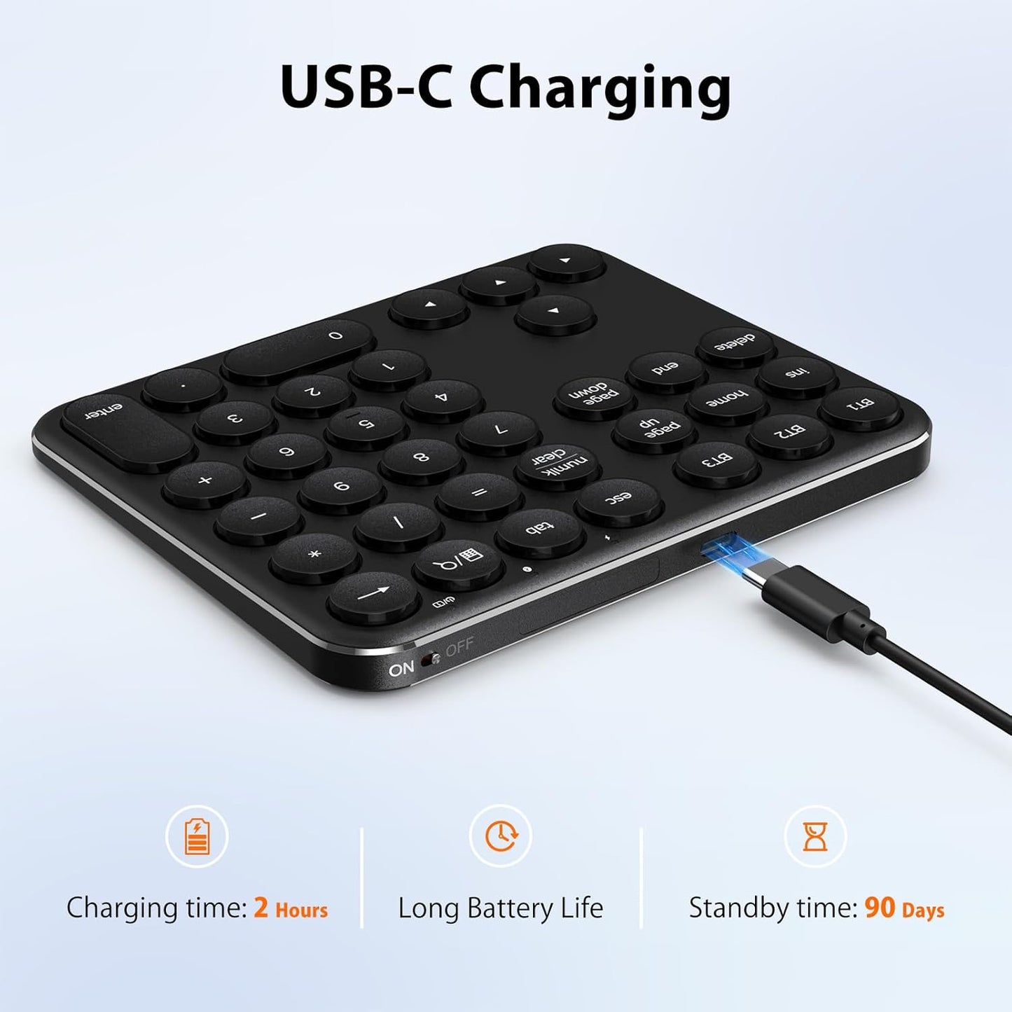 Tastatură Numerică iClever IC-KP11, Bluetooth, Wireless, Multi-dispozitiv, Reîncărcabilă USB-C, Portabilă, 35 Taste