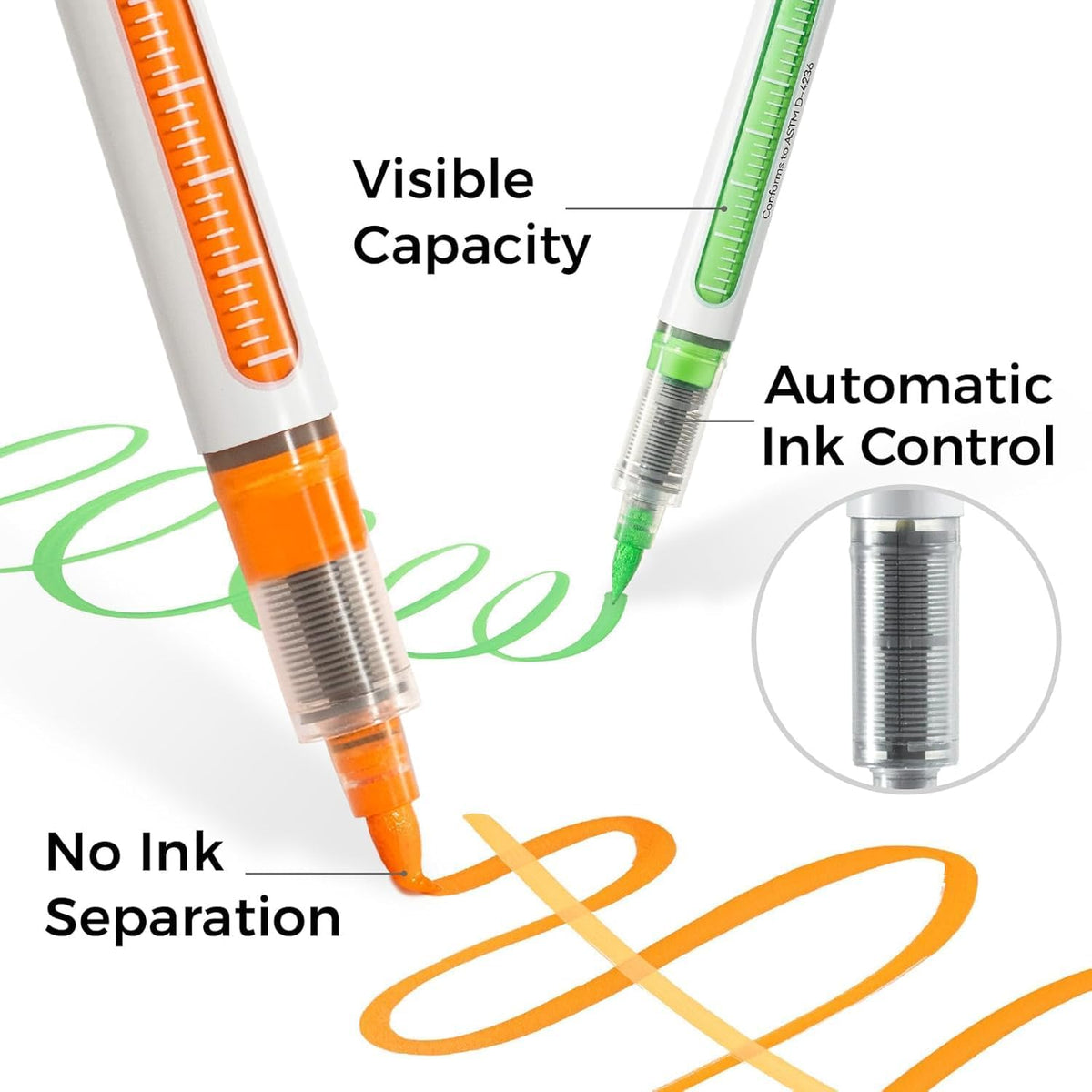 Ohuhu Nahuku Set 72 Markere Acrilice, Direct-ink, Baza Apa, Varf Flexibil, Pentru Sticla, Ceramica, Pietre, Lemn, Plastic, Hartie, Panza, Multicolor Y30-80602-14