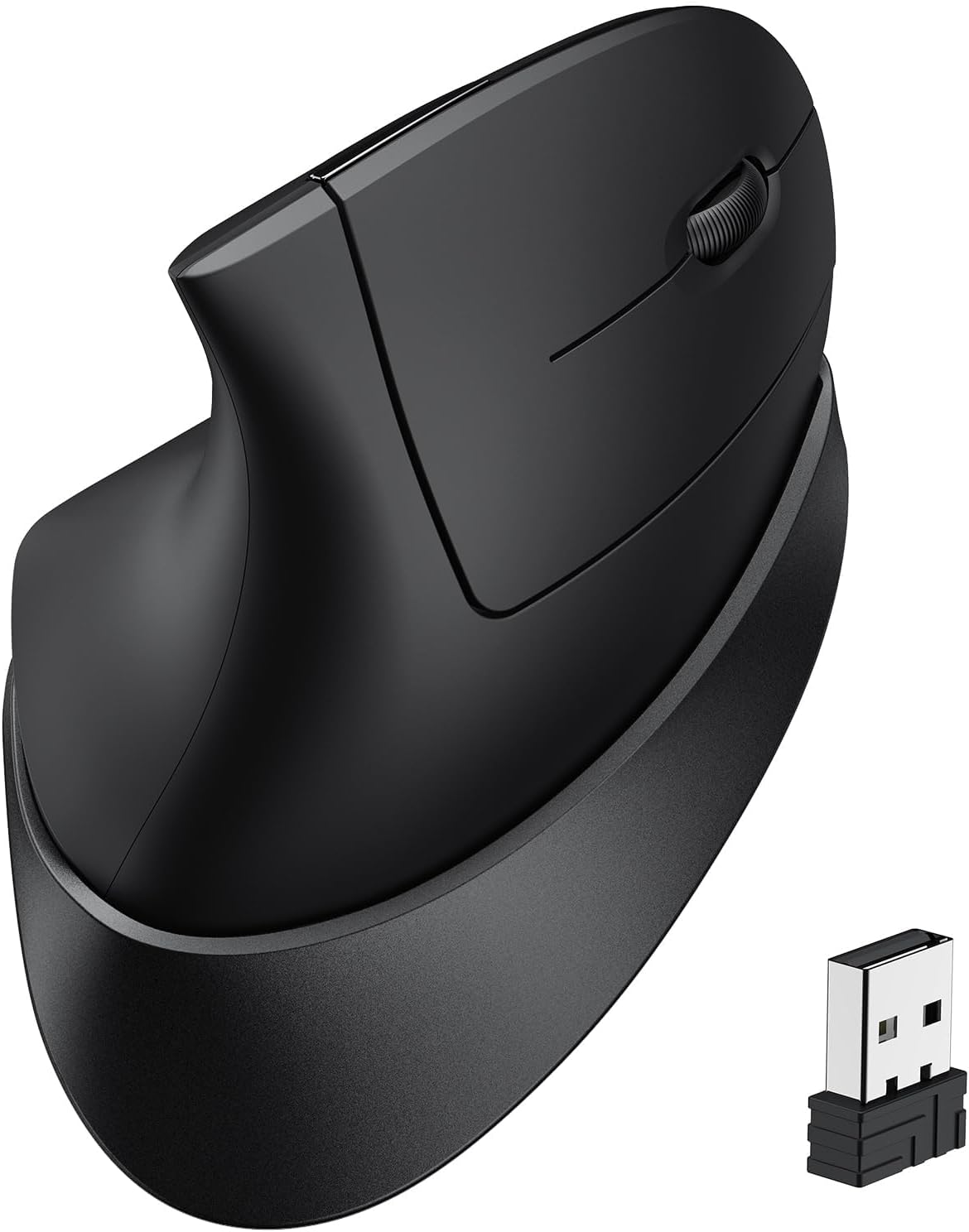 Mouse Ergonomic iClever TM254G, Vertical, Fara Fir, 2.4G, Silentios, 7 Butoane, USB-C, Reincarcabil, 800/1200/1600/2400 DPI, Inclinare reglabila, Negru