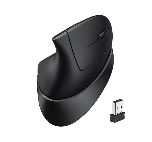 Mouse Ergonomic iClever TM254G, Vertical, Fara Fir, 2.4G, Silentios, 7 Butoane, USB-C, Reincarcabil, 800/1200/1600/2400 DPI, Inclinare reglabila, Negru