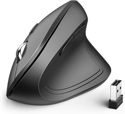 Mouse Ergonomic iClever WM-101, Vertical, Wireless, 6 Butoane, 1000/1600/2000/2400 DPI, Optic Ergo Confortabil, 2.4G, Negru