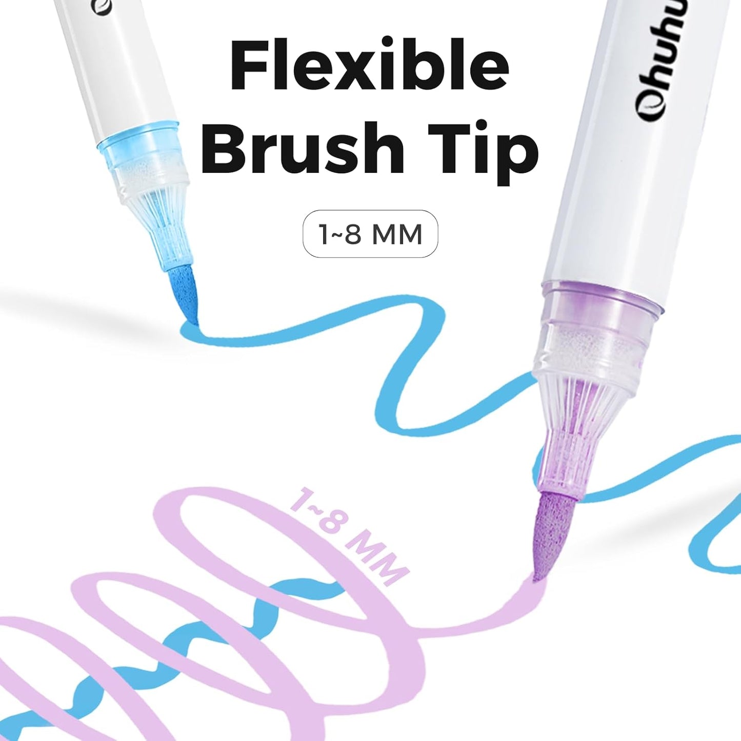 Ohuhu Waikiki Set 36 Markere Acrilice, Baza Apa, Varf Brush Flexibil, Pentru Sticla, Ceramica, Pietre, Lemn, Plastic, Hartie, Panza, Multicolor Y30-80601-99