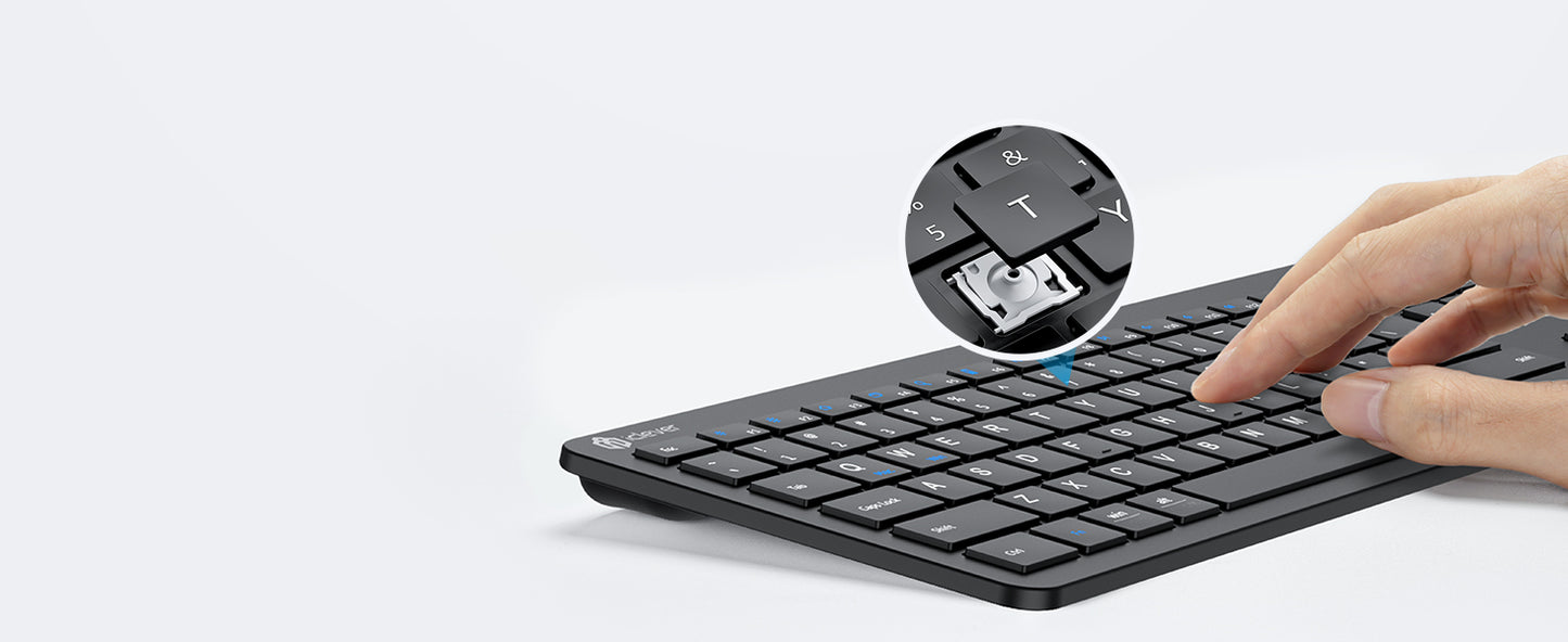 Tastatura Si Mouse Combo iClever GK08, 2.4G Wireless, Fara Fir, Reincarcabila, Design Ergonomic, Stabila, Silentioasa, DPI Reglabil 800-1200-1600, Culoare Negru