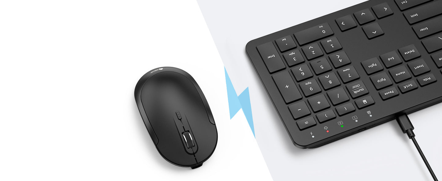Tastatura Si Mouse Combo iClever GK08, 2.4G Wireless, Fara Fir, Reincarcabila, Design Ergonomic, Stabila, Silentioasa, DPI Reglabil 800-1200-1600, Culoare Negru