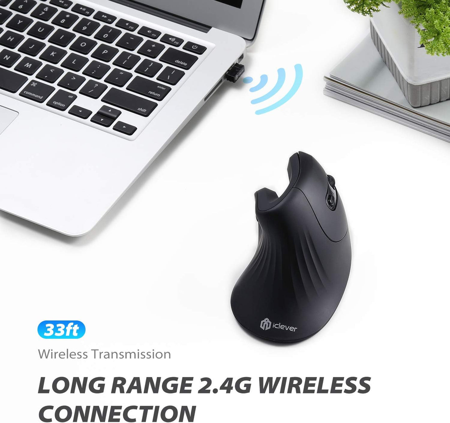 Mouse iClever TM209G, Vertical, Wireless, Ergonomic, 6 Butoane, DPI Reglabil, Confortabil, 2, 4G, Optic