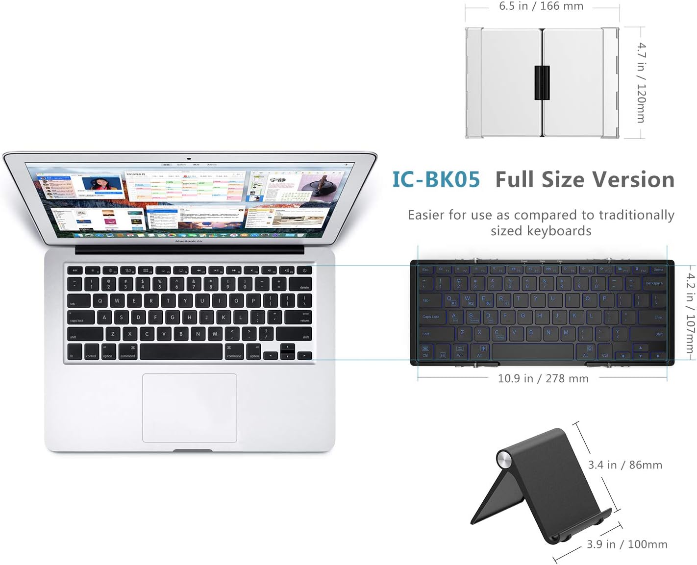 Tastatura iClever IC-BK05, Bluetooth 5.1, Pliabila, Fara Fir Si Cablu, Iluminare In 3 Culori, Baza Din Aliaj De Aluminiu Calitate Aeronautica