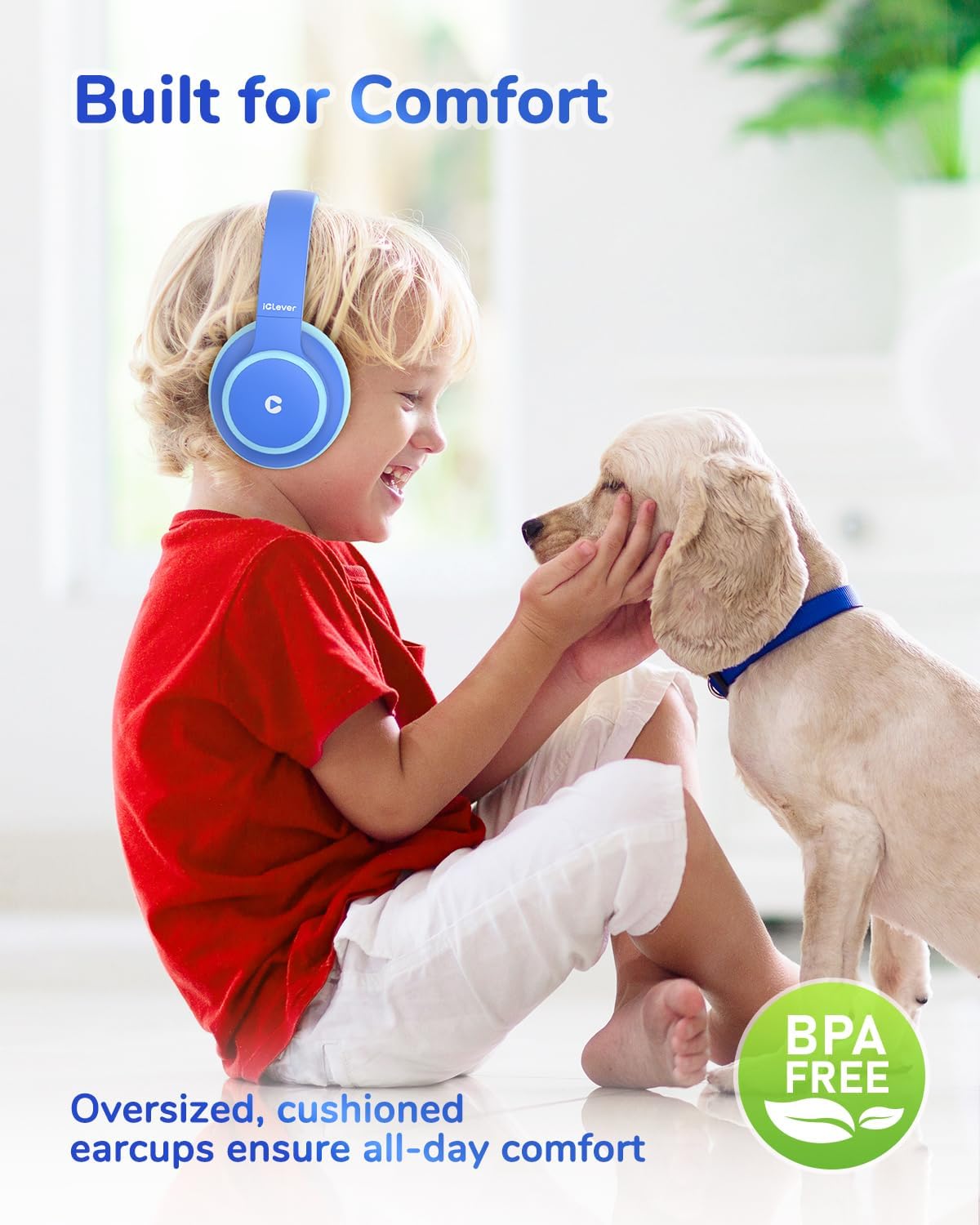 Căști iClever BTH26, Anulare Activă Zgomot, Redare 60h, Volum Sigur 80dBA, Incărcare Rapidă Tip C, Bluetooth 5.4, Culoare Albastru